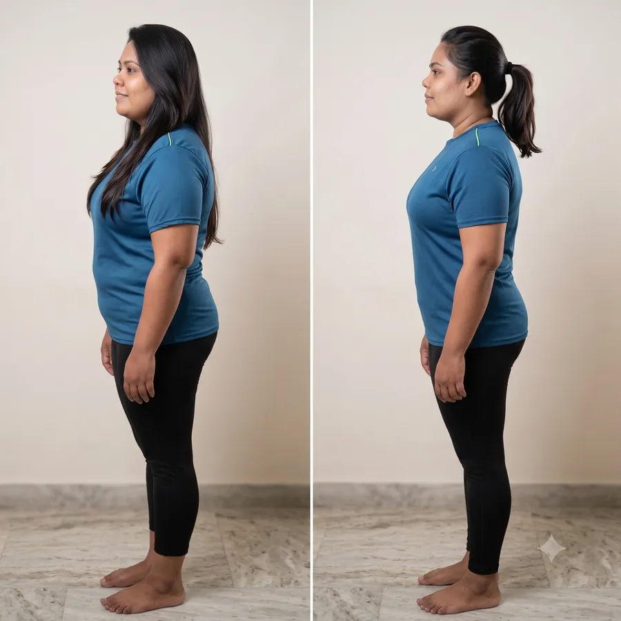 Rashmi — before and after transformation with Coach Mawra