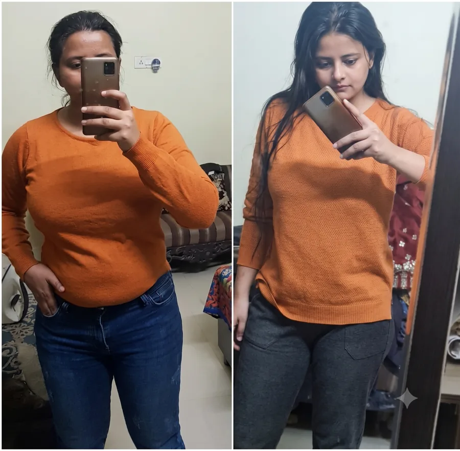 Client before and after transformation with Coach Mawra